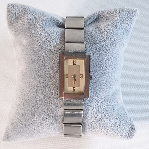 Vintage Esprit Stainless Steel Rectangle Dial Ladies Watch, New Battery - Picture 2 of 7